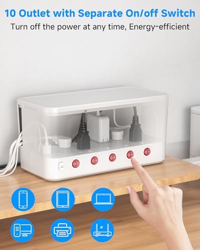 Power Strip with Cable Management Box, Large Cord Organizer Box - Image 4