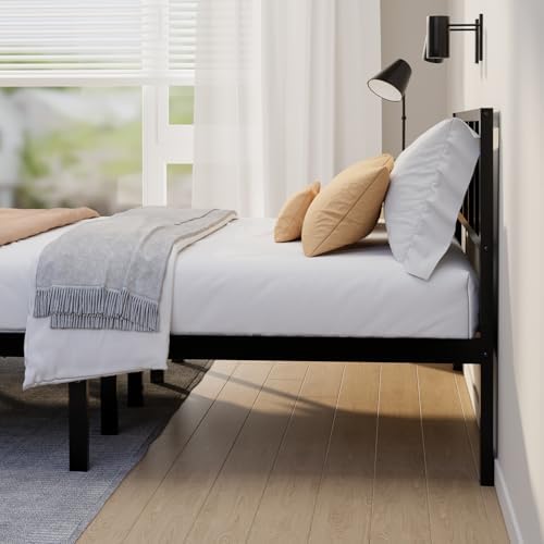 Bamboo Bed Frame with Headframe 12-Inch Solid Platform Bed with Wooden Slats - Image 4