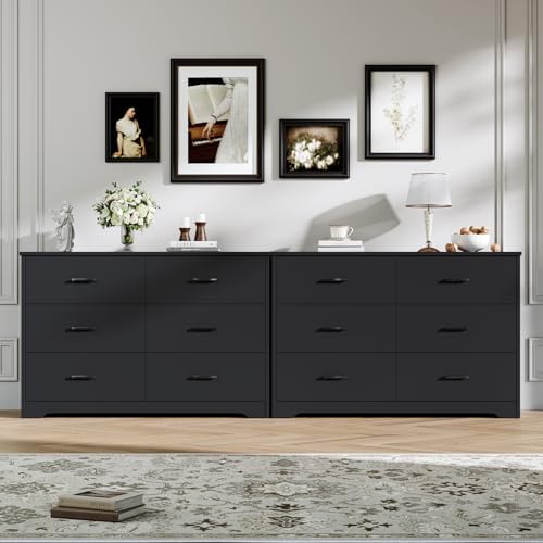 Black Dresser for Bedroom, 6 Drawer Dressers & Chests of Drawers - Image 6