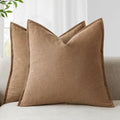 Foindtower Linen Solid Decorative Throw Pillow Covers 26x26 Light Brown by Foindtower