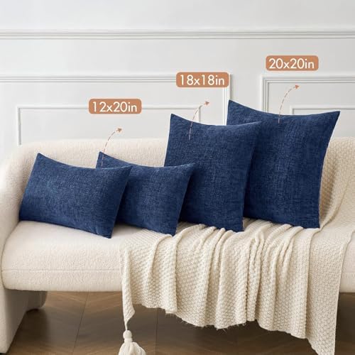 MIULEE Soft Chenille Euro Throw Pillow Covers Navy Blue 22x22 Pack of 2 - Image 5
