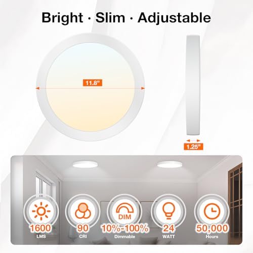 Sylvania 12" LED Flush Mount Ceiling Light Fixture, 5 Color Select, 1600 LMS - Image 2