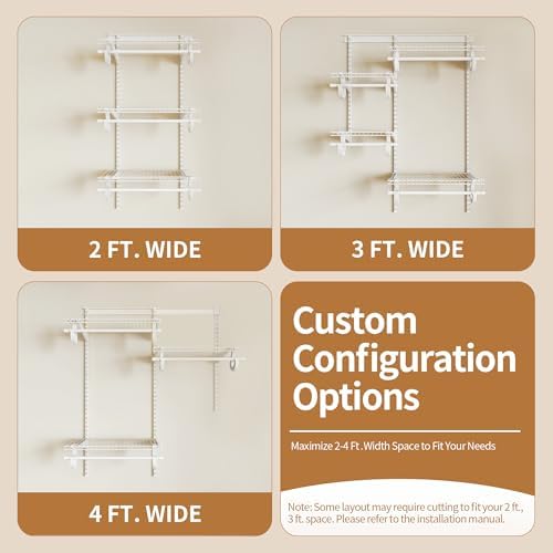 2-4 Ft. White Custom Insert Wire Closet Organizer System Kit - Image 3