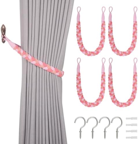 NICEEC 4 Pack Natural Cotton Rope Curtain Tiebacks Elegant Boho Style by NICEEC