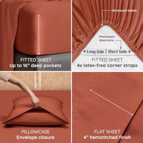 Bambaw 100% Viscose Derived from Bamboo Sheets King Size Set – 4pcs Super Soft - Image 5