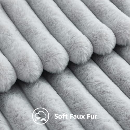 decorUhome Fall Faux Fur Throw Pillow Covers 18x18 Set of 2 Light Grey - Image 3