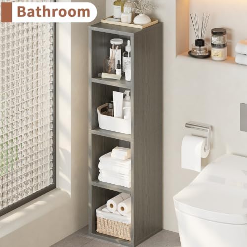 Zenira 4-Tier Bookcase, 4 Cube Storage Organizer, Narrow Bookcase - Image 7