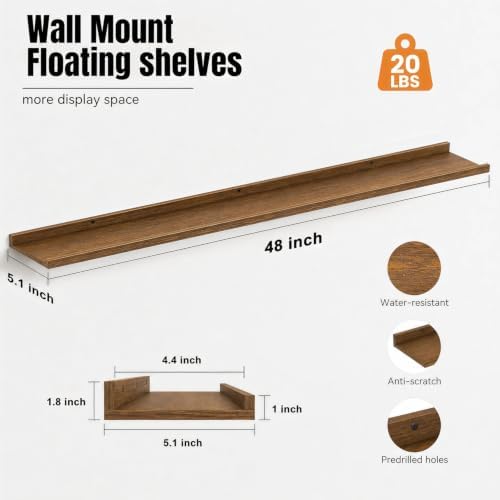 48inch Long Floating Shelves for Wall Decor, 3-Set Shelves - Image 3
