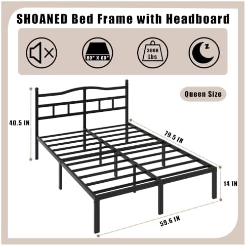 SHOANED 14 Inch Metal Bed Frame - Image 2