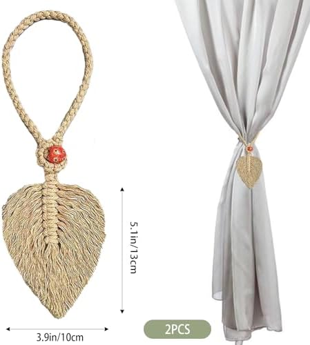 2-Pack Bohemian Cotton Leaf Curtain Tiebacks - Image 2