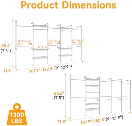 W5 Wall Mounted Clothes Rack, Industrial Pipe Clothing Rack - Image 5