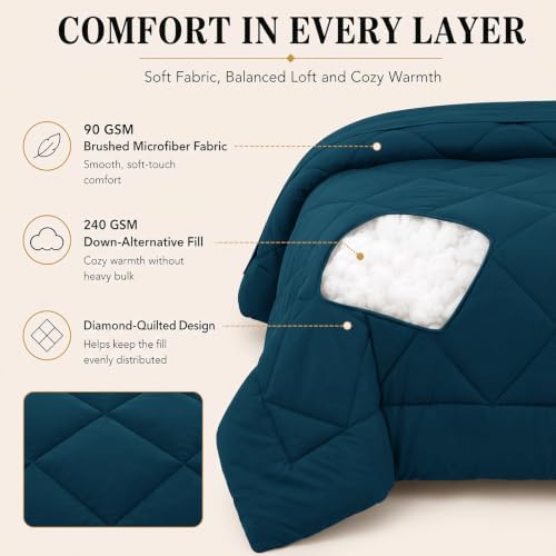 CozyLux Oversized Queen Comforter Set 98"x98", 7 Piece, Lyons Blue - Image 3