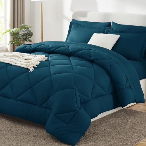 CozyLux Oversized King Comforter Set 120"x98", 7 Piece, Lyons Blue by CozyLux