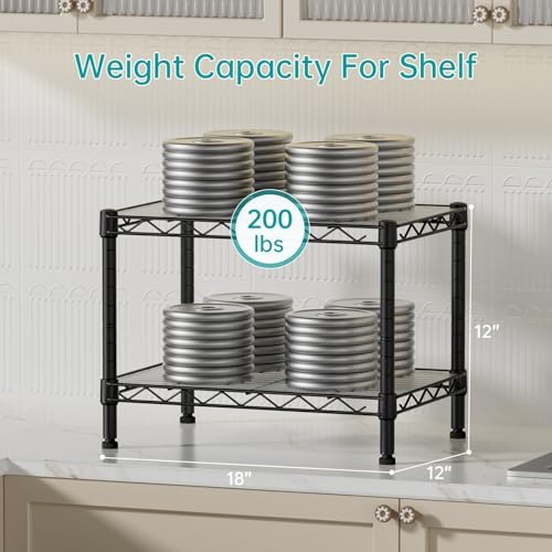 SINGAYE Small Shelves Kitchen Storage Shelf Wire Shelving Metal Adjustable - Image 3