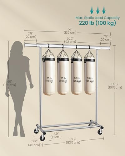 SONGMICS Clothes Rack with Wheels, Heavy-Duty, 220 lb Load Capacity - Image 6