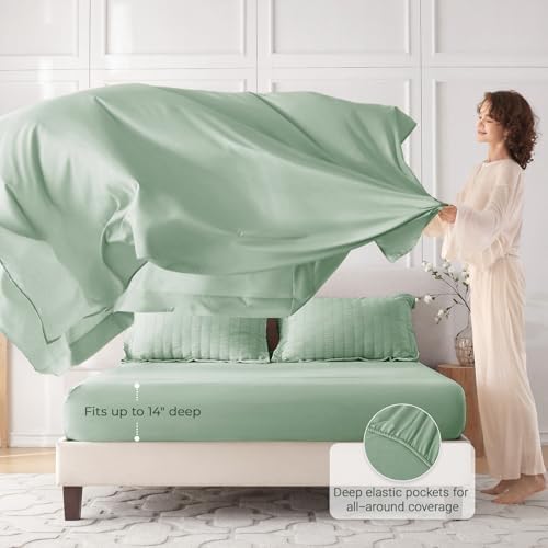 Oversized King Comforter Set 7 Pieces, Seersucker Bed in a Bag, Sage Green - Image 3