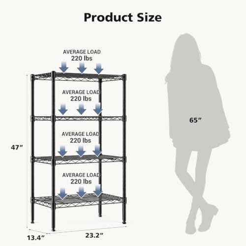DUMOS 4-Tier Metal Storage Shelves, Shelving Unit, Storage Rack, 23.3" W - Image 3