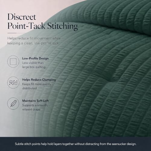 CozyLux Twin XL Comforter Set 5 Pieces Forest Green Seersucker Bed in a Bag - Image 4