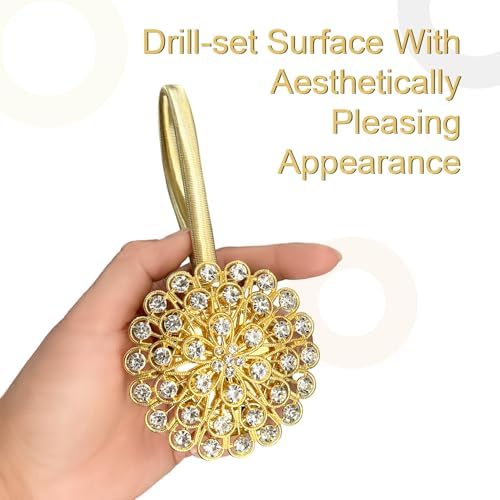 Gold Crystal Flower Curtain Tiebacks - Image 3