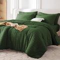 MUXHOMO Twin XL Comforter Set 5 Pieces, Seersucker Bed in a Bag, Dark Green by MUXHOMO