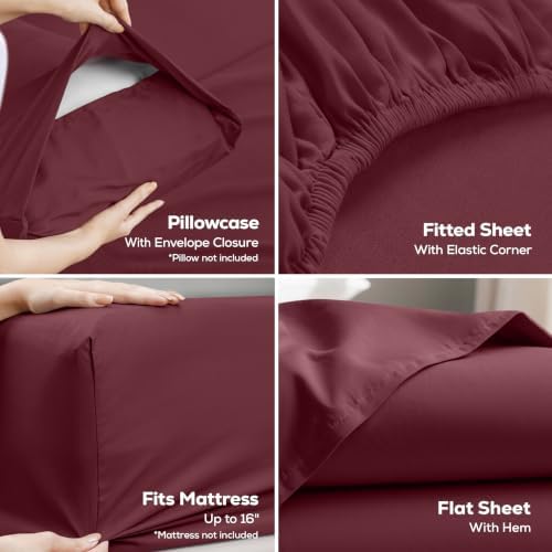 King Sheets Set, 4 Pieces 16" Deep Pocket Hotel Luxury Bed Sheets - Image 3