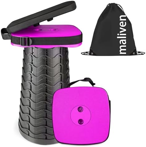 Foldable Camping Stool with Cushion, Portable Folding Stool with Nylon Bag by Maliven