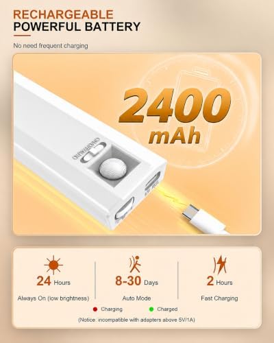 4-Pack 10 inch LED Rechargeable Under Cabinet Lights Motion Sensor - Image 5