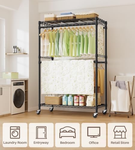 K3R Plus Rolling Clothes Rack Heavy Duty Clothing Racks - Image 6