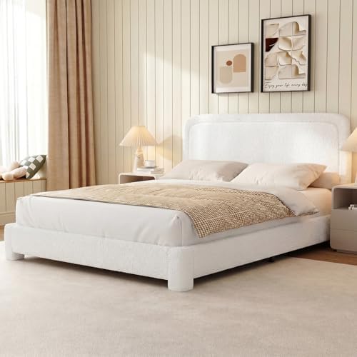 WEUP Twin Size Boucle Bed Frame, Upholstered Teddy Fabric Bed Frame by Unknown
