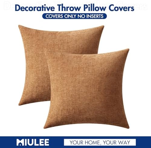 MIULEE Soft Chenille Throw Pillow Covers Brown 18x18 Inch Pack of 2 - Image 6