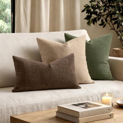 MIULEE Beaver Fur Chenille Couch Lumbar Throw Pillow Covers - Image 2