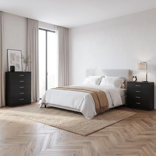 Karl home Black 5 Drawer Dresser, Modern Small Chest of Drawers - Image 2