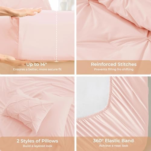 Sasttie Queen Comforter Set, 7-Piece Bed in a Bag, Pintuck Bedding Sets - Image 5