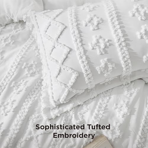 Bedsure Boho Comforter Set Full, Bedroom Decor Bedding Set Bright White - Image 5