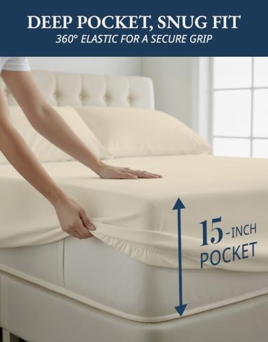 LANE LINEN Queen Bed Sheets 100% Egyptian Cotton Sateen - Image 6