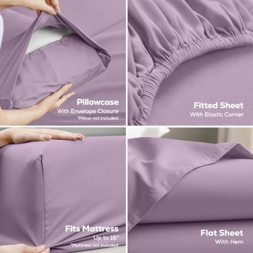 Queen Sheets Set, 4 Pieces 16" Deep Pocket Hotel Luxury Bedsheets - Image 3