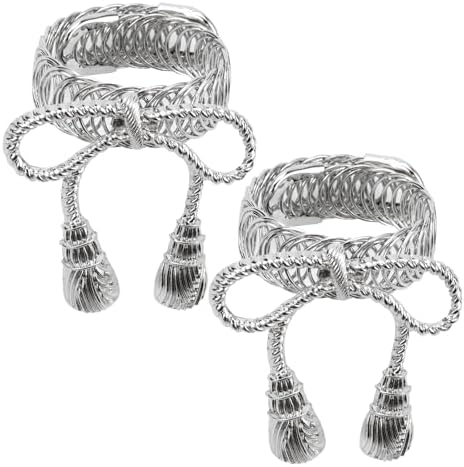 Silver Bow Tie Curtain Holdbacks No-Drill, 2 Packs by Chinflly
