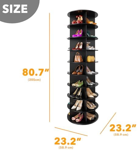 SpaceAid 9 Tier Rotating Shoe Rack Tower, Spinning Shoe Display Lazy Susan - Image 2