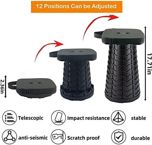 Collapsible Camping Stool with Seat Cushion & Nylon Bag, Square Portable - Image 2