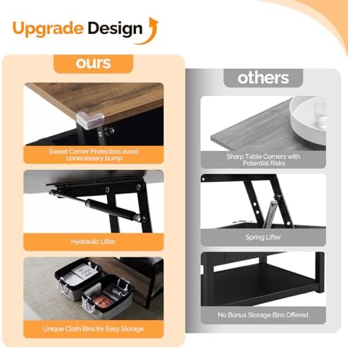 VINGLI 36" Small Lift Top Coffee Table - Image 4
