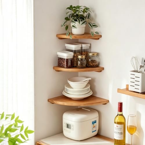 Corner Floating Shelves Set of 2, 12 Inch Solid Wood - Image 6