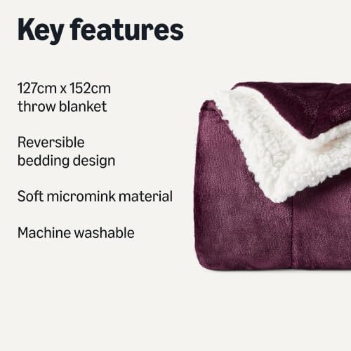 Amazon Basics Reversible Sherpa Throw Blanket, Velvety Flannel, Ultra Soft - Image 2