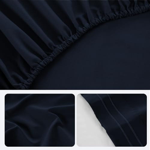 ROSE&RISY Navy Queen Sheet Set, 4 Pieces Soft Bedding King Sheet Set, - Image 6