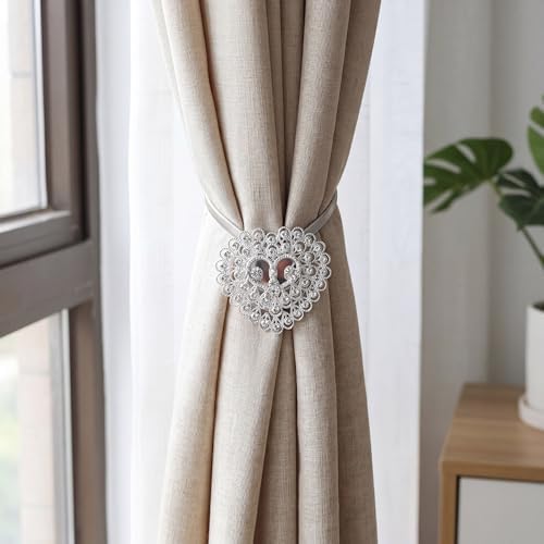 2 Pack Crystal Heart Magnetic Curtain Tiebacks Window Holdback Buckles - Image 4