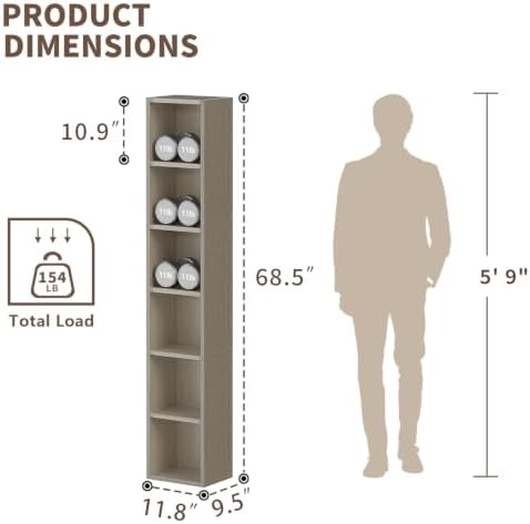 Zenira Corner Bookcase, Tall Narrow 6 Cube Storage Organizer, 6 Tier Shelf - Image 3