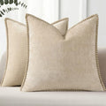 Pallene Chenille Soft Natural Beige Throw Pillow Cover 20x20 Set of 2 by PALLENE