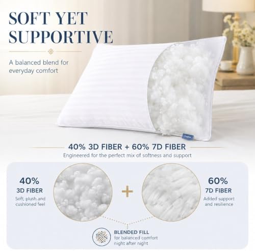 CozyLux King Size Pillows Set of 4, Hotel Style Woven Stripe Bed Pillow - Image 4