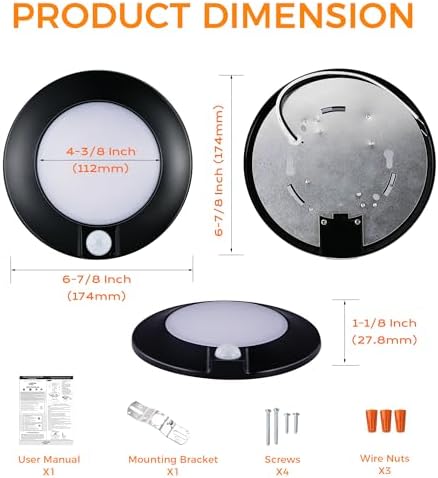 CLOUDY BAY Motion Sensor Ceiling Light Indoor, 120V CRI90 10W 5000K Bright Day - Image 7