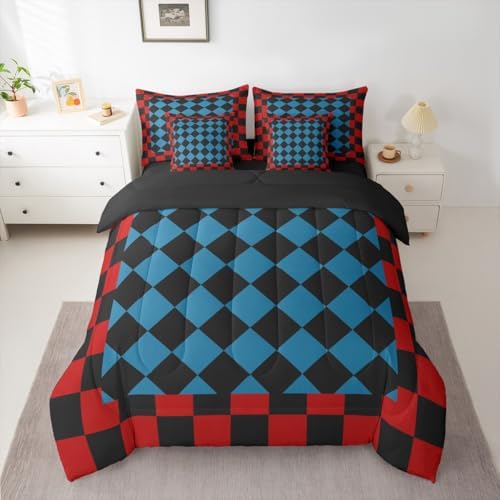 Feelyou Checkered Retro King Comforter Set by Feelyou