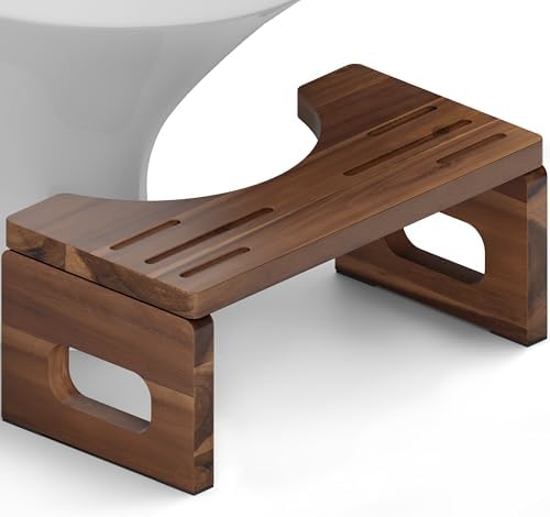 BLUEWEST Foldable Poop Stool, Acacia Wood Toilet Stool by BLUEWEST